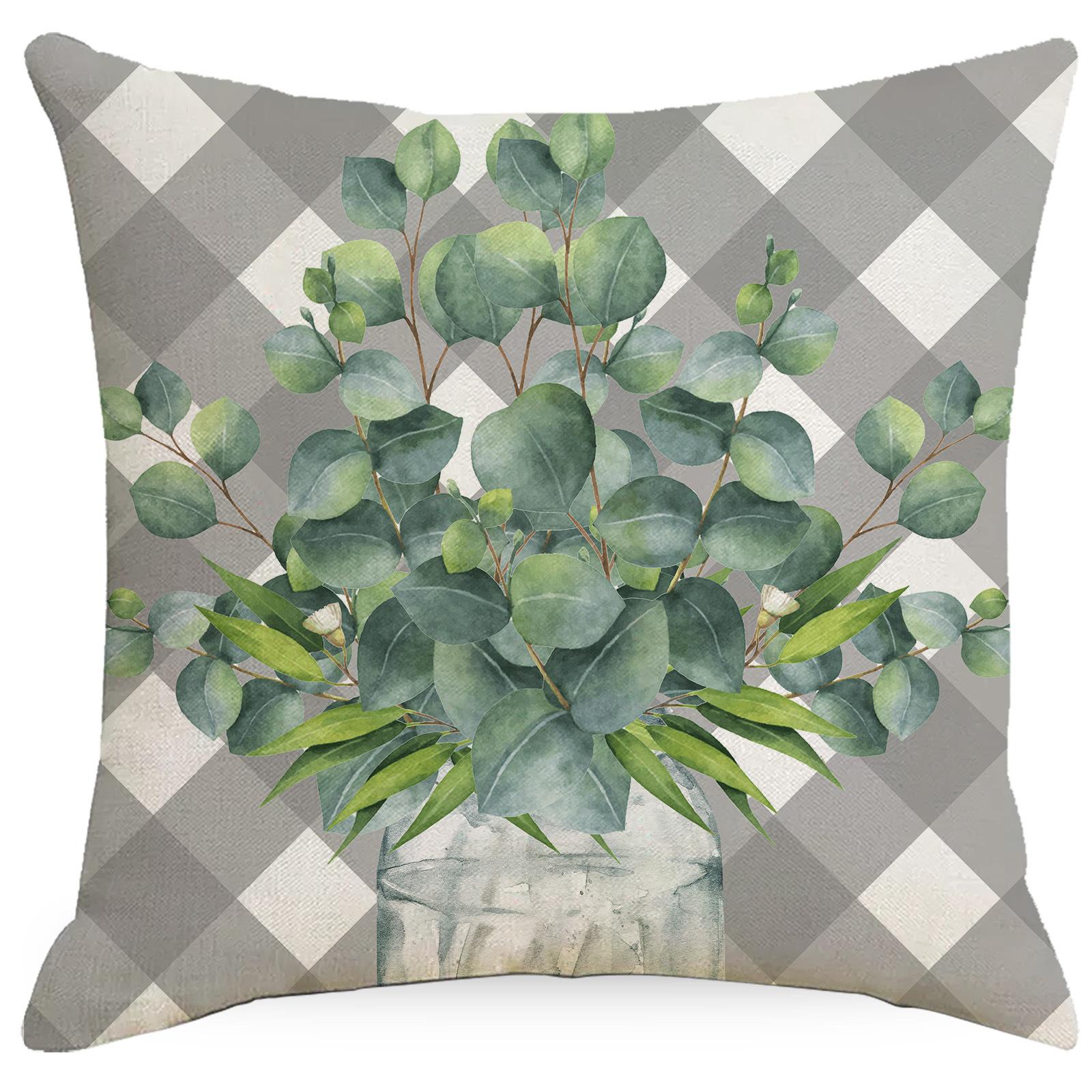 

Spring and Summer Leaf Plant Pillow Cover Linen Print Home Fabric Sofa Pillow Cushion Cover 45 * 45Cm without pillow core