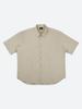 NINEZ Wide Shoulder Oversized Short Sleeve Shirt (Beige) 24Sh01