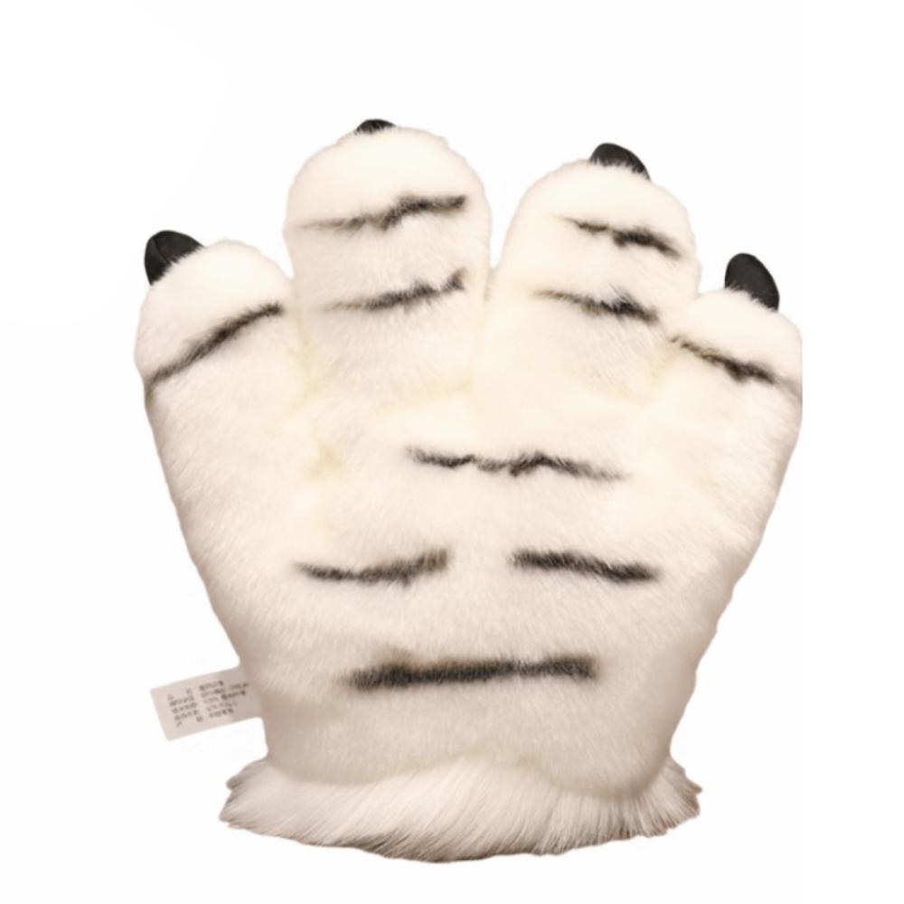 

Simulated Faux Tiger Paw Gloves Stuffed Toys Bear Paw Plush Gloves Cosplay Costume white tiger paw