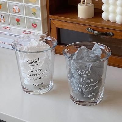 Transparente Glastasse im koreanischen Ins-Stil, Milchkaffeetasse, Heißgetränk, Latte-Desserttasse, 400 ml, Frühstücks-Haferglas für den Haushalt