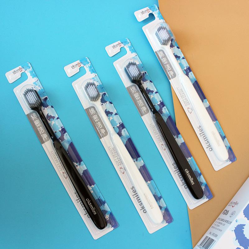 Oksmiles SF1309 Japanese-Style Soft Bristle Toothbrush for Adults – Universal Wide Head, Dense Cotton Clean.
