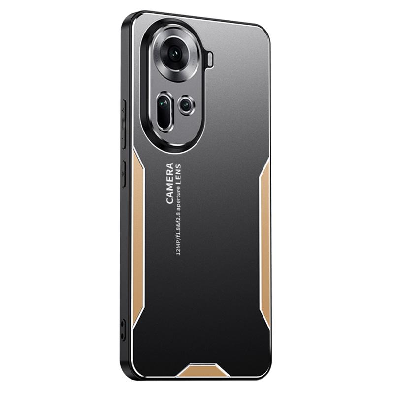 

For Oppo Reno11 5G (Global) Case Aluminum Alloy+TPU+PC Hybrid Phone Cover Gold