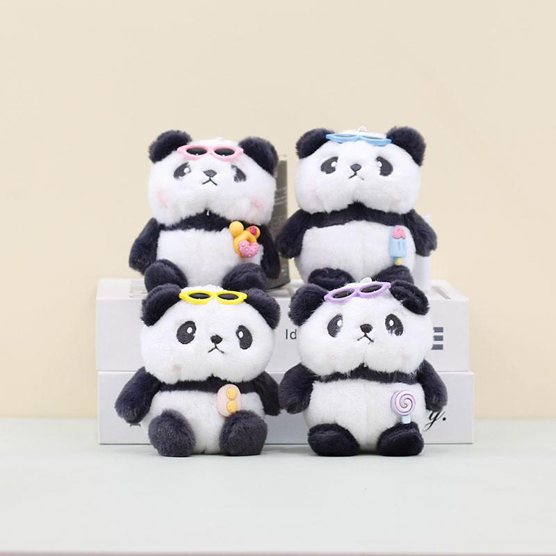 Cute Panda Plush Toy Keychain With Sunglasses Adorable Bag Charm In Multiple Colors