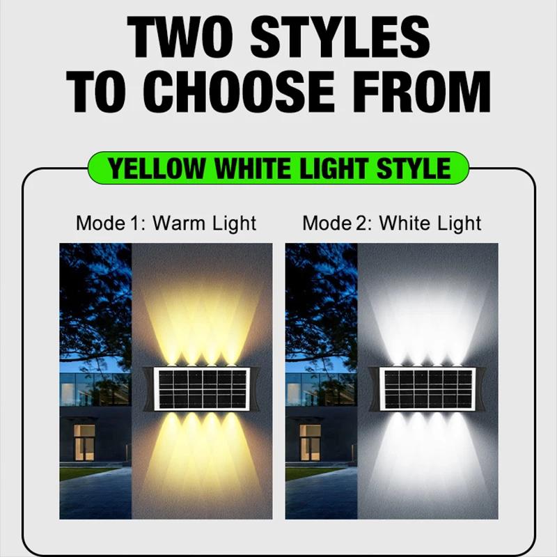 Solar LED Light Outdoor Solar RGB Waterproof Wall Lamp High Brightness Up and Down Luminous Lighting Outdoor Garden Yard Decor