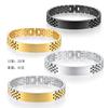 Stainless Steel Lettering Strap Bracelet, Five-bead Solid Fashion Curved Brand Bracelet 12MM Adjustable Strap Bracelet