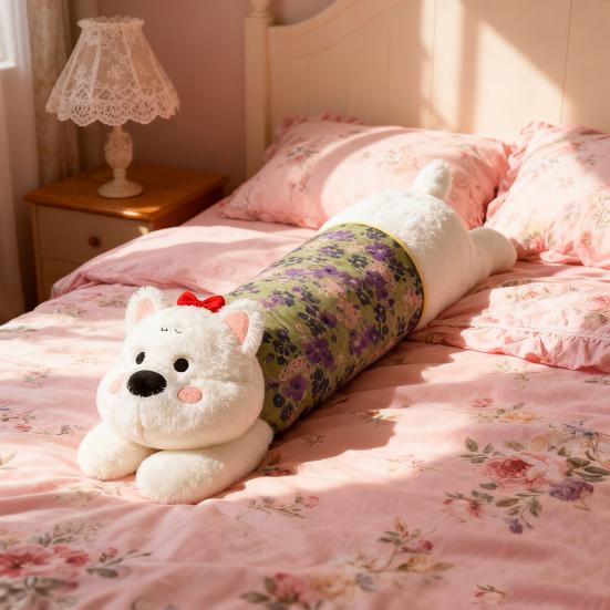 Long Dog Pillow Stuffed Animal Cute Puppy Leg Pillow Fluffy Back Support Cushion Cuddly Plush Toy for Side Sleeping Sitting