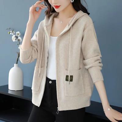 Autunno Inverno Cardigan Monocolore Elegante da Ufficio con Zip Maglione Moda Coreana Donna Versatile Maglia Corta Semplice Trendy