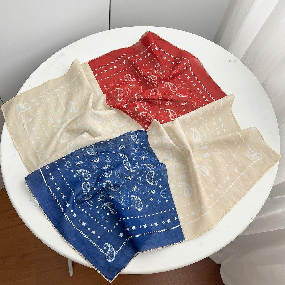 Thin Cashew Nut Print Silk Scarf Breathable Square Handkerchief Retro Small Scarves Women
