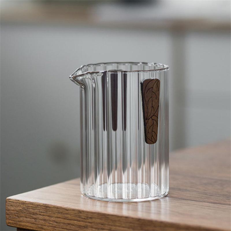 300ml Anti scalding Wood Chips Glass Fair Cup Tea Pitcher Household Tea Ceremony Tea Mug Chahai Kung Fu Tea Set Accessories