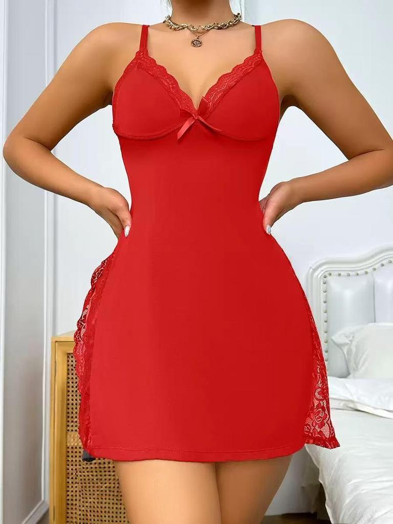 Lace Deep V Sexy Slit Nightgown
