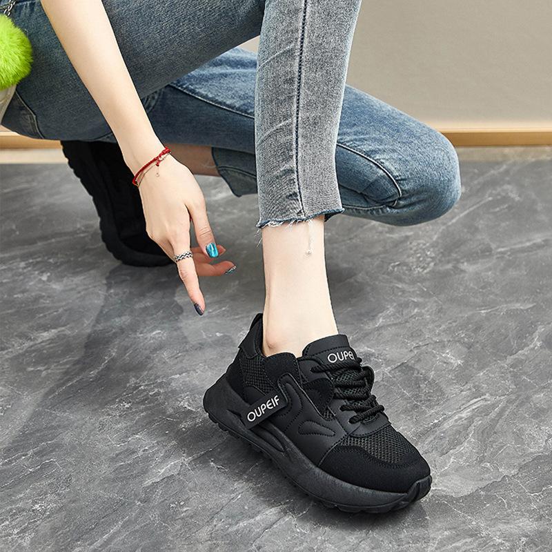 Shoes women's 2025 spring new single-net little white shoes breathable thick-soled dad shoes versatile hollow casual sports shoes