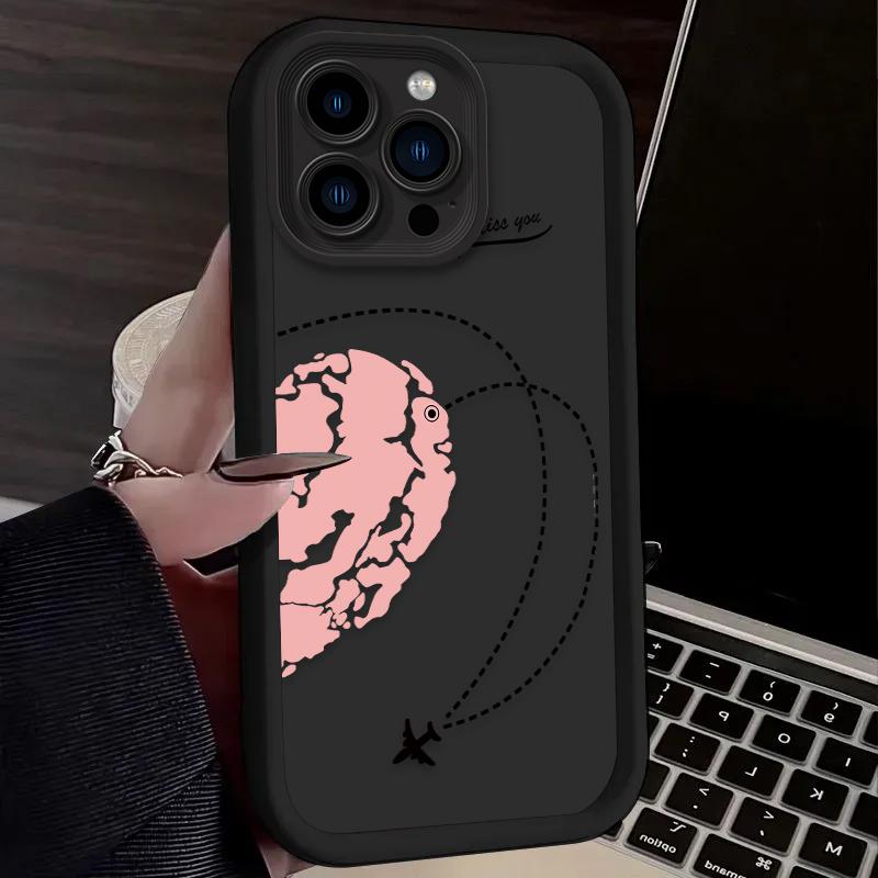 Love Heart Paired Phone Case For Samsung S25 S24 Ultra S23 Ultra S22 S21 S20 Plus Note 20 S24FE S23FE Shockproof Silicone Cover