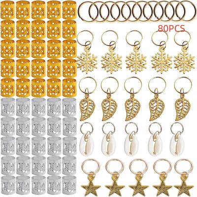 36/80 Pcs/set Alloy Hair  for Braids Dreadlock Accessories Metal Braid Clips Non-Piercing Ear Clips Hair Cuffs Clips