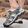 Fashion Outdoor Male Beach Shoes Anti-collision Toe Man Sandals 2025 New Roma Flats Vintage Style Men Summer Shoes Leather Men's Sandals