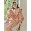 Lunaluz Women S Cotton Long Sleeve Round Neck Sweet Bear Two Piece pajamaS