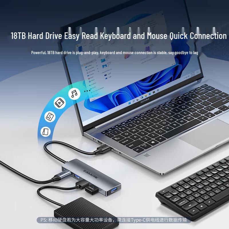 Shan Ze USB 3.2 Four-Port High-Speed Hub for Laptops