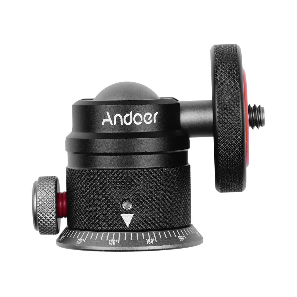 Andoer Aluminum Alloy Tripod Ball Head Mount Panoramic 360 Degrees  Swivel 180 Degrees  Flip with Scaled Base