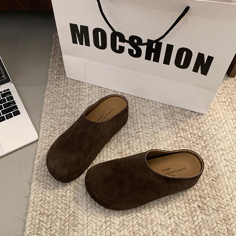 Pantofi Boken retro francezi cu cap de geantă, pantofi de damă 2025 primăvară nou, Mori cu talpă moale, casual, versatili, jumătăți de papuci cu un singur pedal