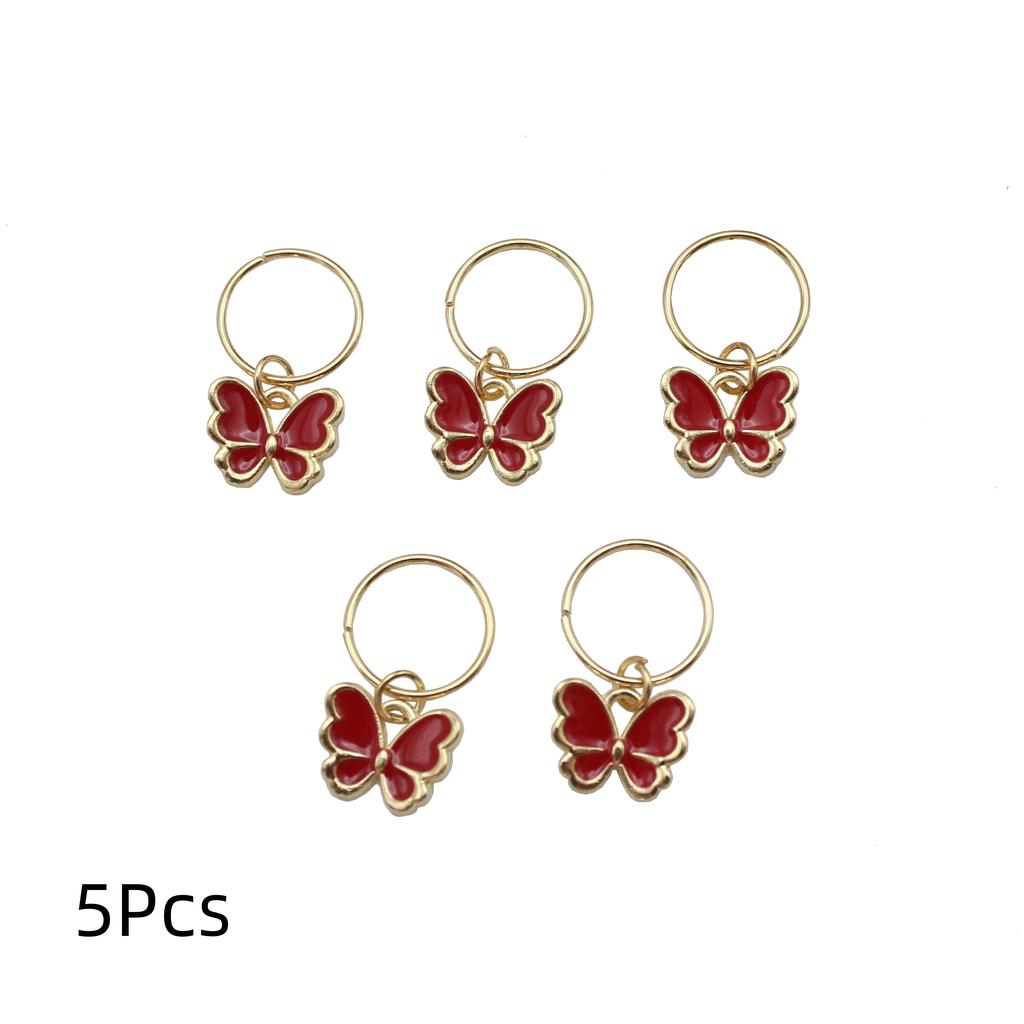 5Pcs Enamel Butterfly Pendant Hair Clip For Women Braid Metal Rings DIY Western Accessories Girls Headdress Tocado
