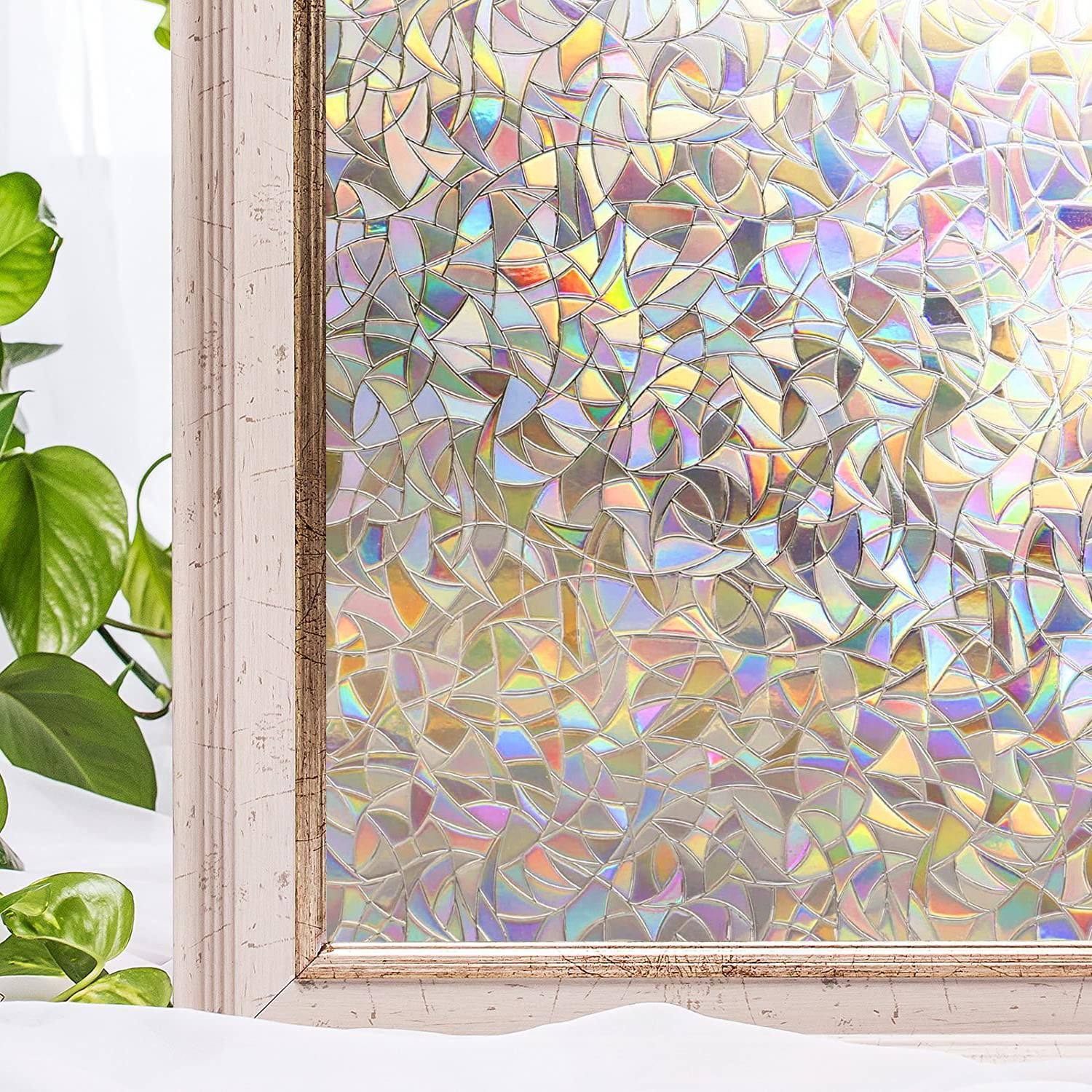

3D полупрозрачная радужная пленка для окон, витражное стекло, виниловая статическая самоклеящаяся пленка, терморегулирующие наклейки на окна для дома 30x200 CM
