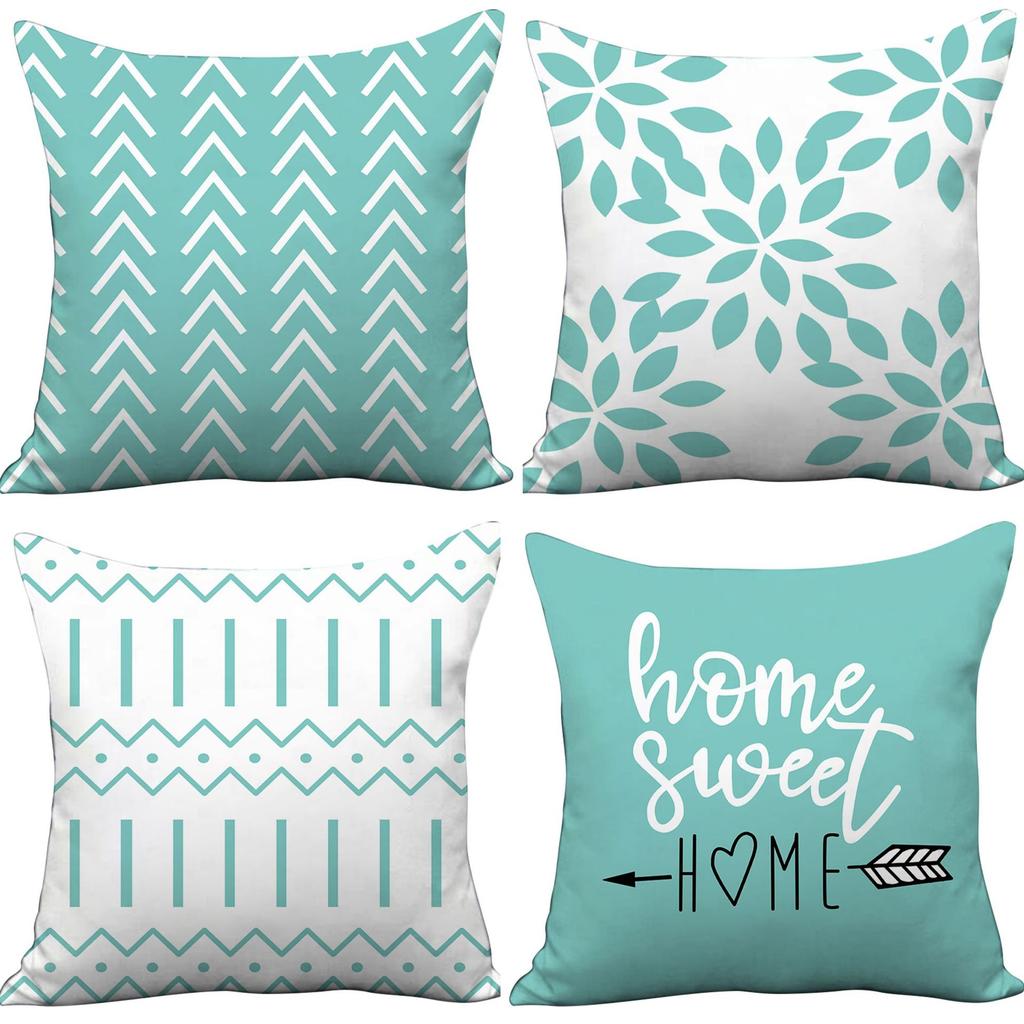 Modern Simple Nordic Style Plush Sofa Pillowcase Small Flower Letter Print Ins Macaron Color Pillowcase