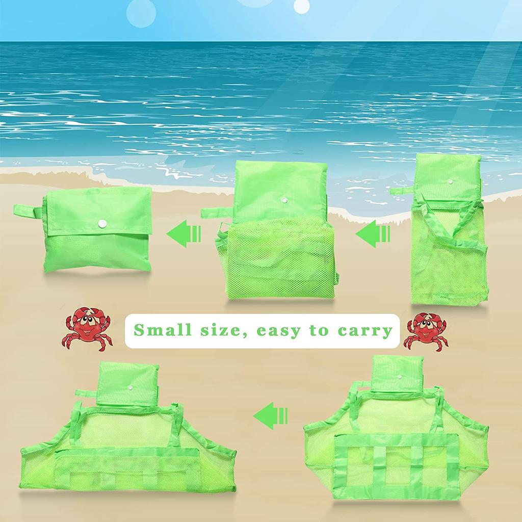 Outdoor Beach Mesh Bag Children Sand Away Foldable Protable Kids Beach Toys Clothes Bag Toy Storage Sundries Organizers Backpack