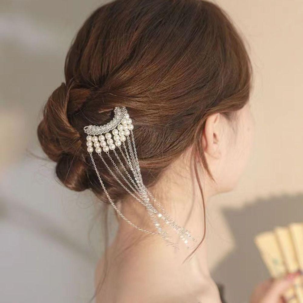 Střapec Kovová vlásenka Pearl Pearl Hair Stick Retro U-tvaru vlasy Stick Nevěsta
