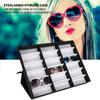 Akozon 18 Grid Eyeglass Display Case, Sunglasses Storage Box Organizer, Eyeglass Jewelry Display Box, Applied Family