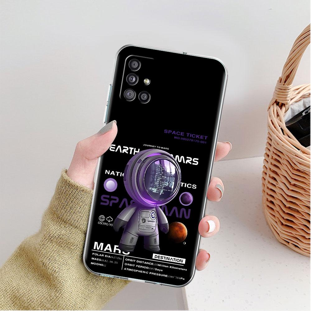 Luxury Astronaut Clear Case For Samsung Galaxy A52 A12 A51 A32 A21s A71 A32 A22 50 A70 A31 A72 5G Phone Cover