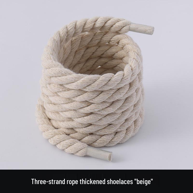 Air Force One Hampetau Skolisser - Tykke 7mm Runde, Svart/Beige, Unisex, Passer Warrior/Dunk Stiler.