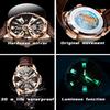 OLEVS 7051 Fashion Hollow Men's Watches Brown Leather Strap Waterproof Automatic Mechanical Wristwatch Luxury Man Watch New