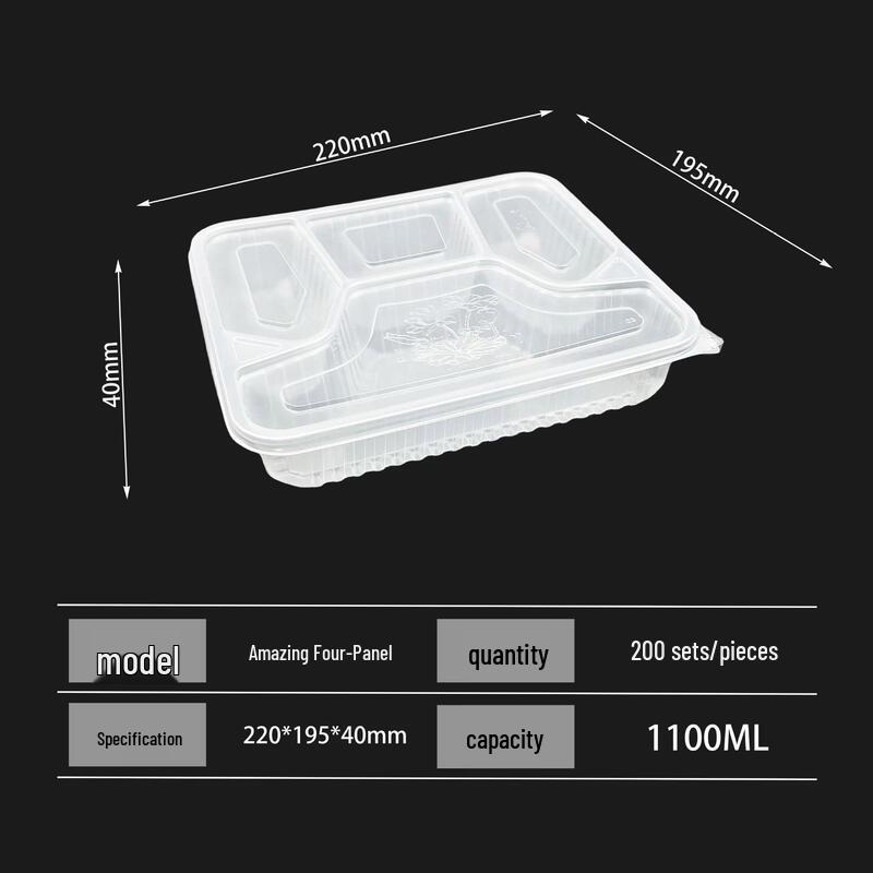 Disposable 4-Compartment Meal Box