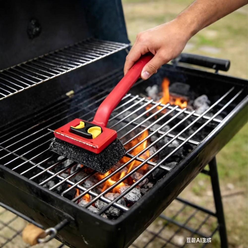 Replaceable Pads Safe Grill Grate Scrubber Handheld Grease Remover Brush  Camping Grill