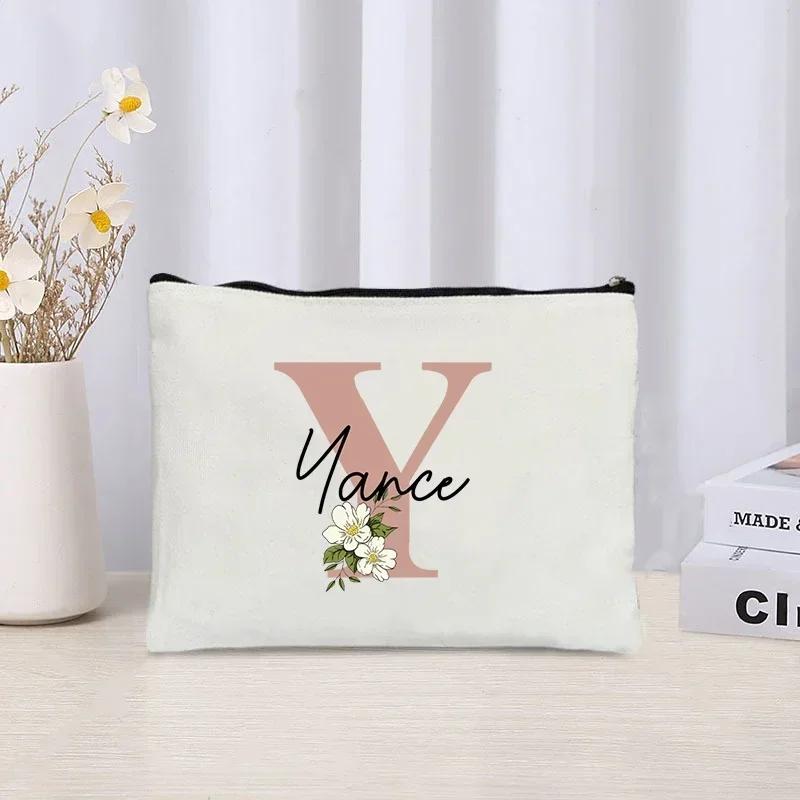 Personalized Makeup Bag Bride Gift Female Travel Organizer Canvas Side Bag Lipstick Eyebrow Pencil Box Wallet