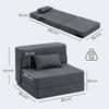 Floor Sofa, Upholstered Couch, Convertible Into Mattress, Foam, Cushion, Dark Grey
