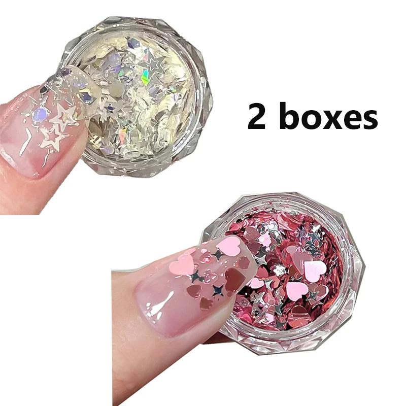 1/2box Nail Art Heartbeat Shape Holographic Glitter Sequins for Resin DIY Making Art Craft Nail Makeup Decoration Accessories