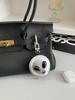 Alien Head Top Layer Cowhide Leather Bag Charm Earphone Key Storage Pouch Fashionable Accessory for Organizing Small Items