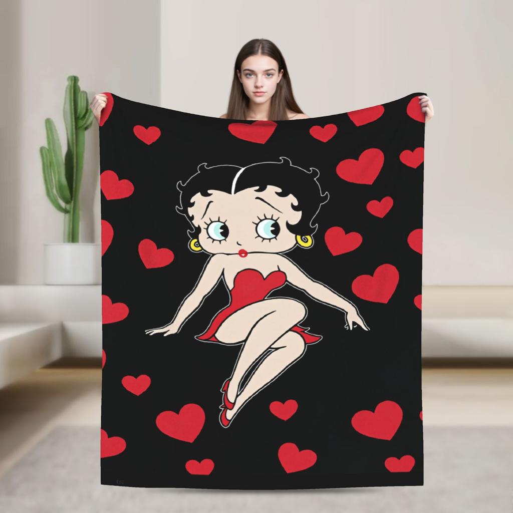 Warm Blanket Camping B-Bettys Boops Throw Blanket  Flannel Bedspread For Living Room Comfortable Sofa Bed Cover