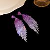 Silver Needle Diamond Geometric Love Fringed Earrings Versatile Light Luxury Personalized Earrings Fashion High Sense Niche Earrings Women