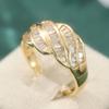 Elegant Inlaid White CZ Women's Ring Trendy Gold Color Geometry Daily Wear Party Jewelry Anniversary Gift