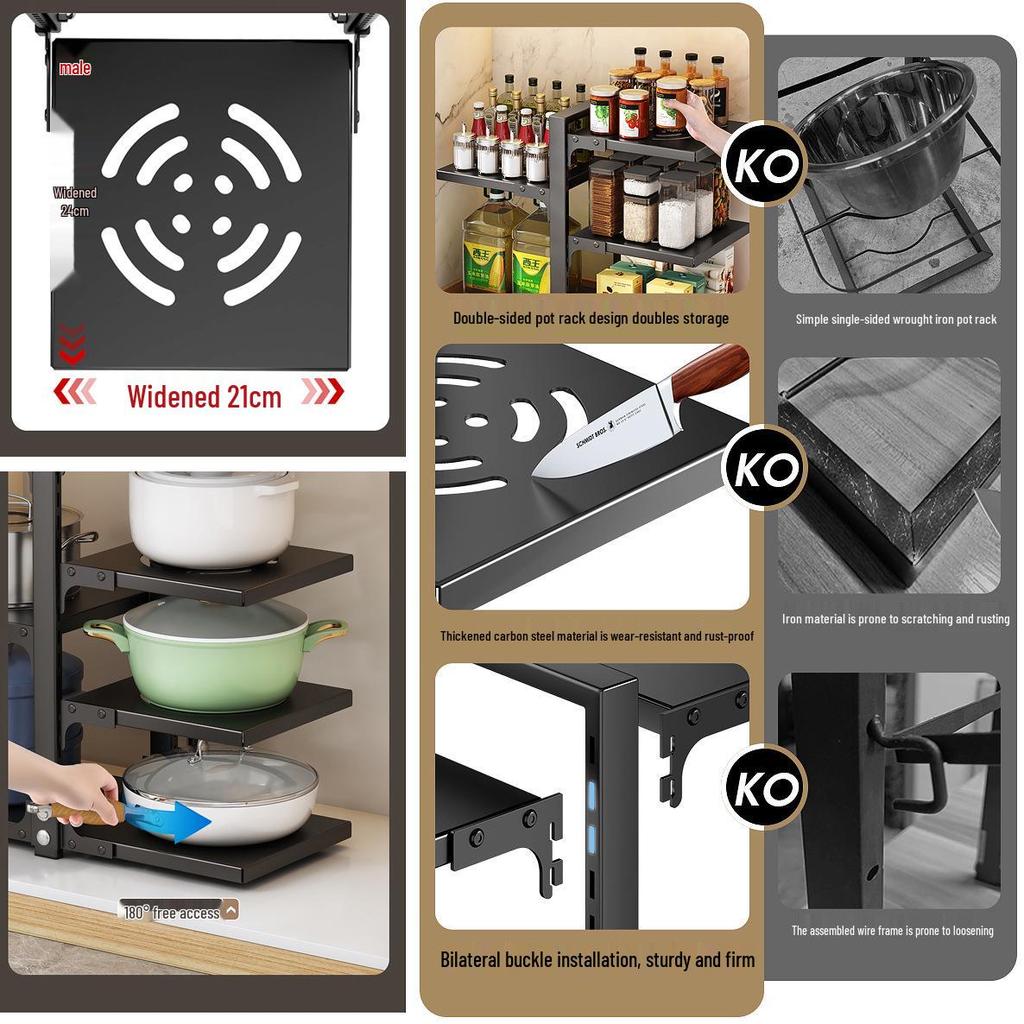 Multi-layer Kitchen Storage Rack: Under-Sink, Pot, and Cookware Shelf