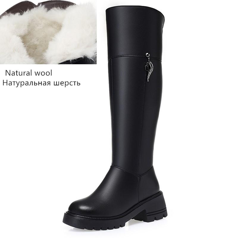 Fashion AIYUQI Women's Over The Knee Boots 2025 New Genuine Leather Winter Boots Women Wool Heel Platform Women's Boots