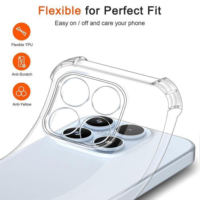 Shockproof Case for Xiaomi 17, Slim Silicone Reinforced Corners Transparent - 2 Tempered Glasses