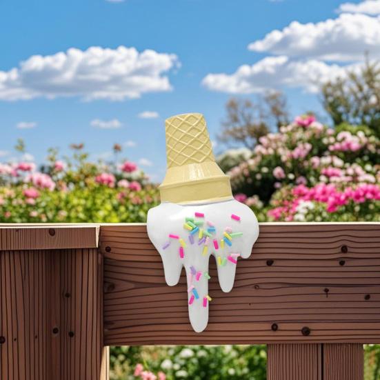 Melting Ice Cream Figurine Falling Ground Ice Cream Cone Resin Statue Sculpture Home Office Desktop Decoration Ornament