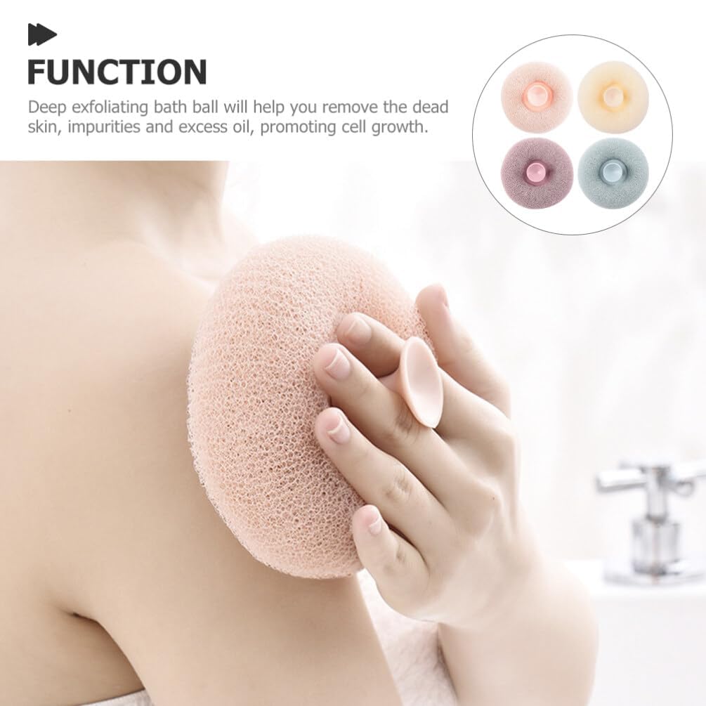 SUNBEET Sponge Shower Cleaning Brush - Super Soft Exfoliating Bath Sponge, Mesh Body Wash Sponges Balls with Suction Cup for Adults Women Men Chil