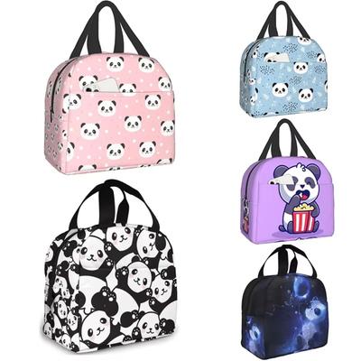 Pinker Panda Lunchbox Isolierte Lunchtasche für Mädchen Frauen Langlebige Einkaufstasche für die Schule Wiederverwendbare Wasserdichte Taschen