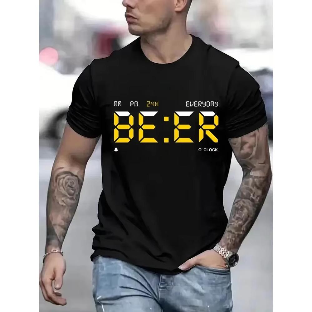 It Is Beer Time T Shirt for Men Vintage T-Shirt O- Neck Classic Man Clothes Oversize Tops Fashion Harajuku Mens Summer Clothing