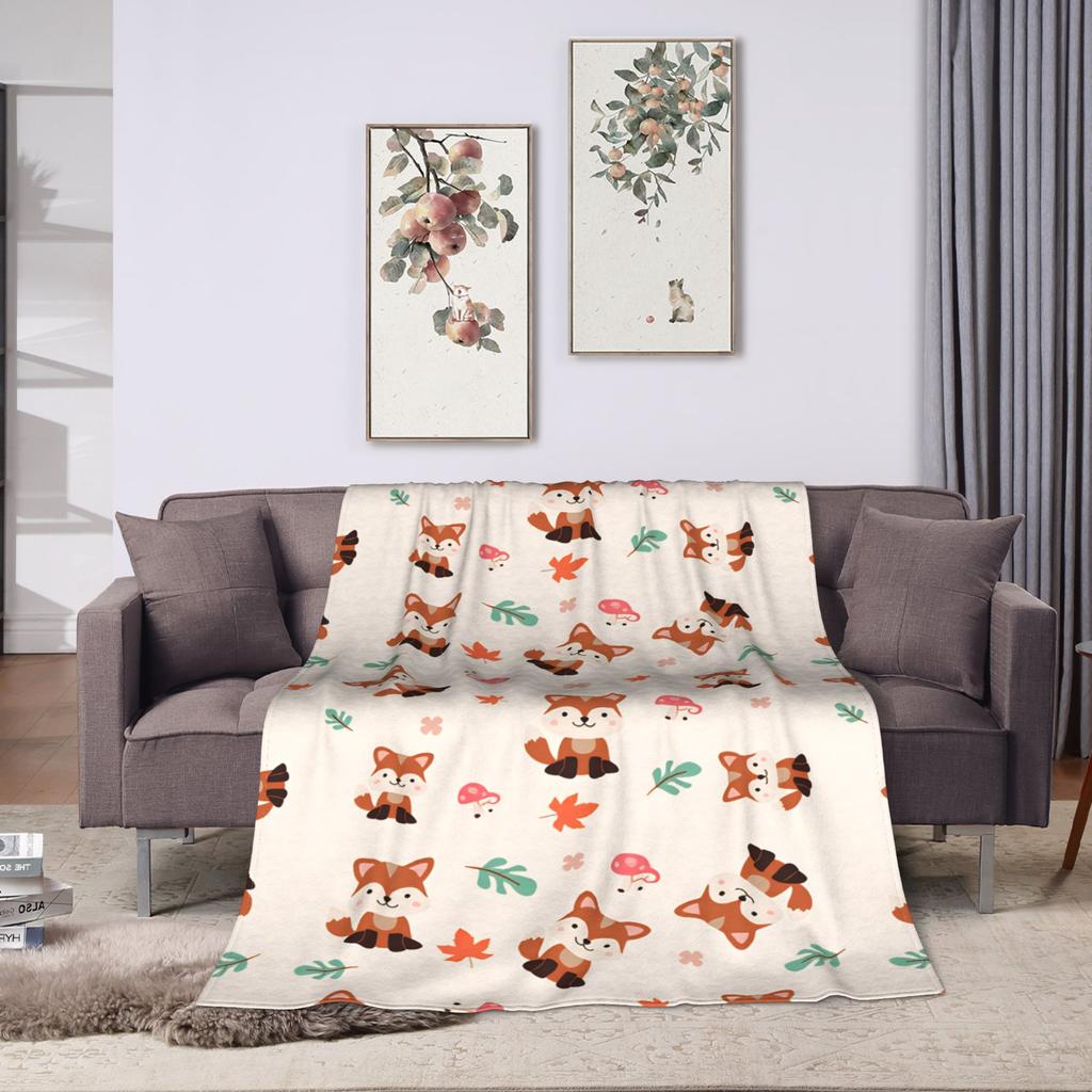 Cute Fox Blanket Super Soft  Throw Blanket Winter Adults Child Chair Sofa Bed Plane Travel Bedspread