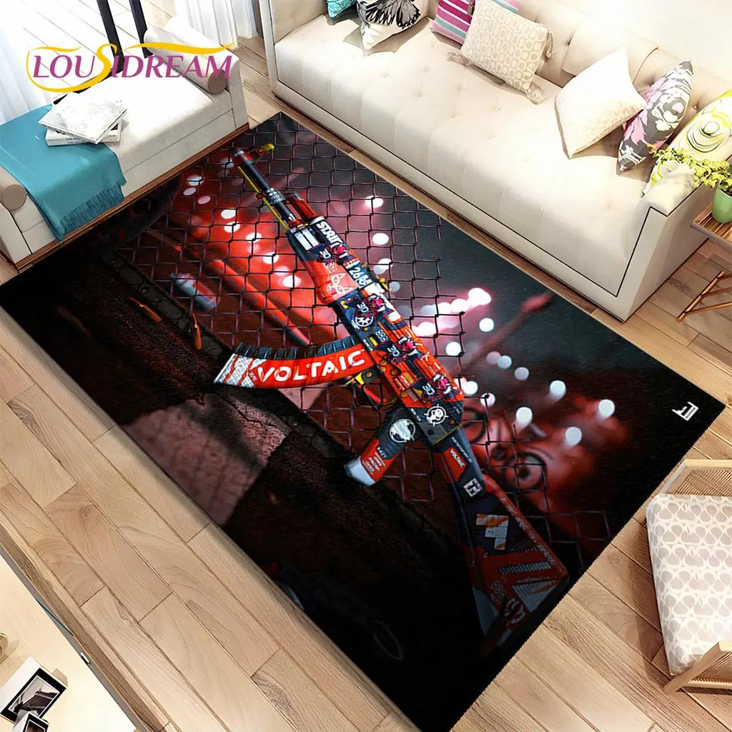 3D Assault Rifle Pistol Gun CS M4 AK USP Game Area Rug,Carpet for Home Living Room Bedroom Sofa Doormat Decor,Non-slip Floor Mat