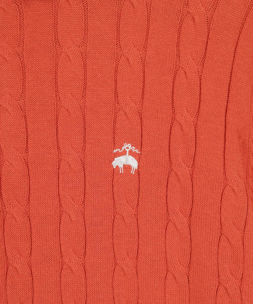 BROOKS BROTHERS Cotton Cable Polo Short Sleeve Sweater (Orange) (Bbwtmb204Affm)